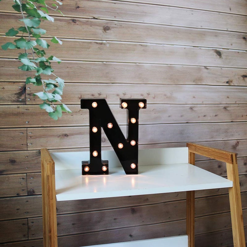 OYCBUZO Light Up Black Alphabet Marquee Letters Sign LED Marquee Number Lights Sign for Night Light Home Bar Christmas Lamp Birthday Party Wedding Decoration N - Image 3